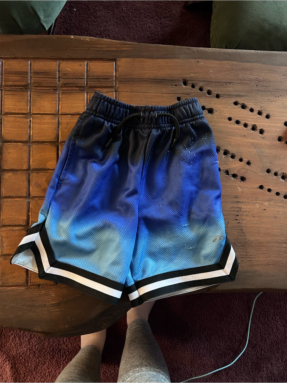 Pro Player Boys Blue Ombre Athletic Shorts with Black & White Trim